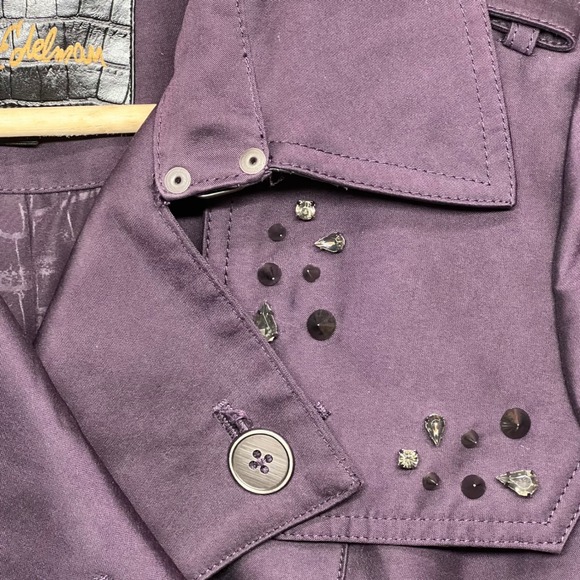 Sam Edelman Purple Embellished Double Breasted‎ Military Jacket Coat S - Picture 4 of 14